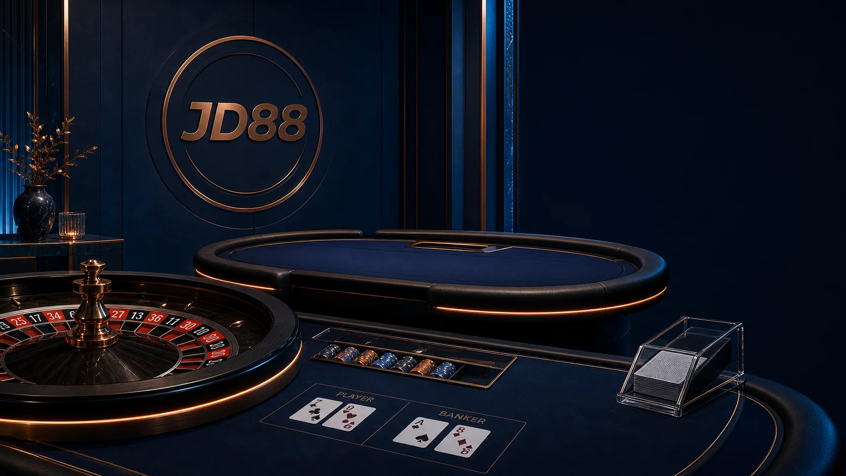 Bàn roulette và baccarat trong chuyên mục casino live JD88